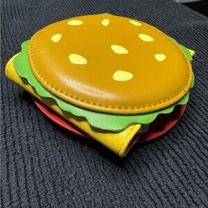 Cheeseburger shaped bifold wallet with id window new novelty krabby patty